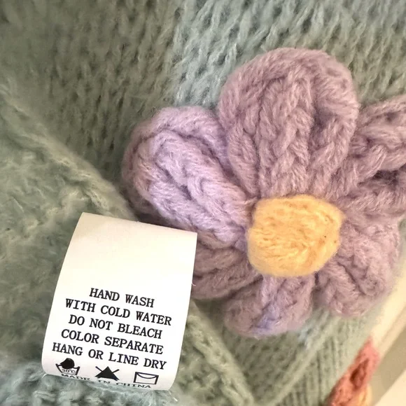 Anthropologie Ivy Luna Knit Puff 3D Crocheted Flower Cardigan - Picture 4 of 5